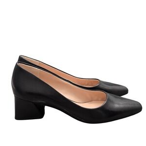 Franco Sarto Black Leather Heels 7.5 Old Money Clean Girl Classic Workwear